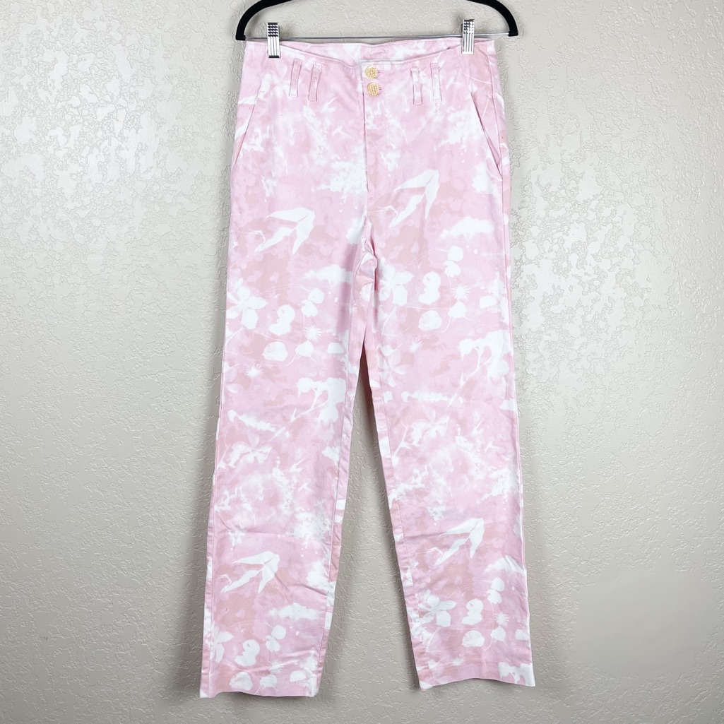 Anthropologie Jamie Pink And White Tie Dye Pants